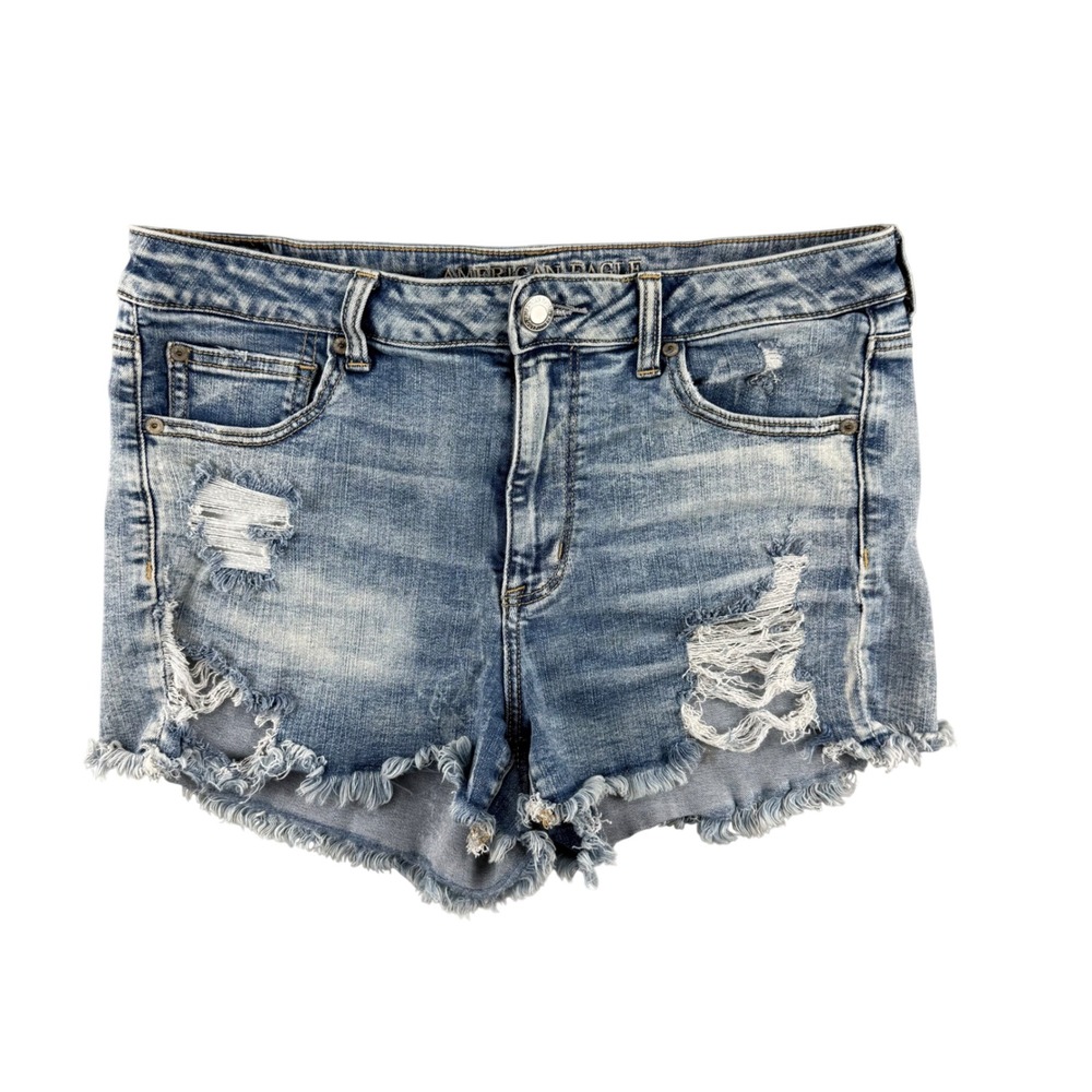 American Eagle Ne(x)t Level Stretch Distressed Denim Shorts Hi Rise Shortie 14